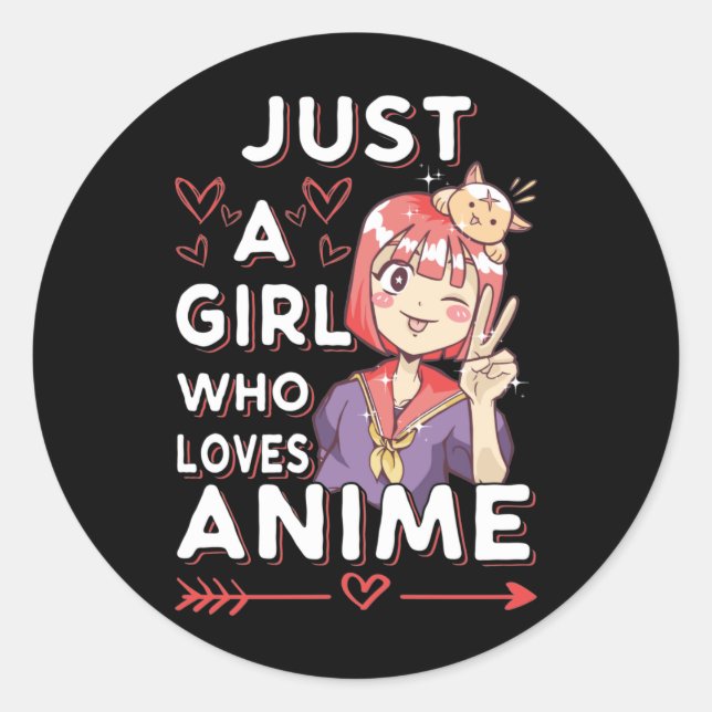 Anime Fan Girl Otaku Japanese Manga Lover Classic Round Sticker (Front)
