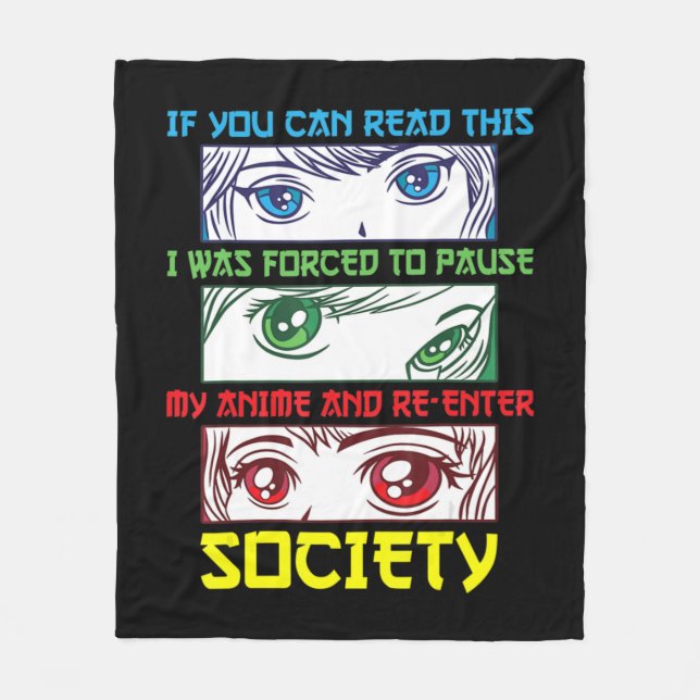 Anime Fan  Watching Anime Phrase Fun Anime Lover  Fleece Blanket (Front)