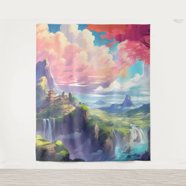 Anime fantastical landscape tapestry (Front)