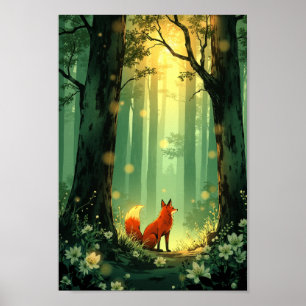 Anime Fox Spirit Forest Wall Art
