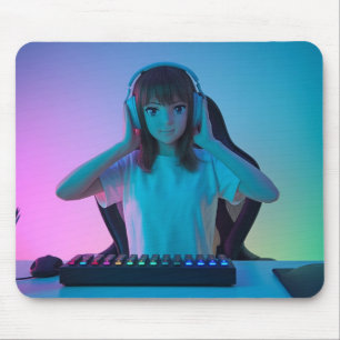 Anime Gamer Girl Setup Mousepad