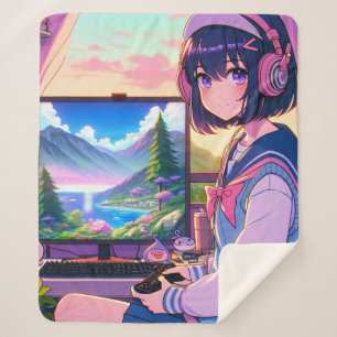 Anime Gamer Girl,  Sherpa Blanket