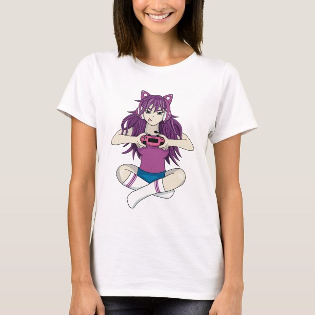 Anime Gamer Girl T-Shirt (Front)