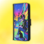 Anime Gamer with Black Cat | Samsung Galaxy S5 Wallet Case<br><div class="desc">Colourful anime gamer sitting with his cat ready for next level gaming. Wallet case.</div>