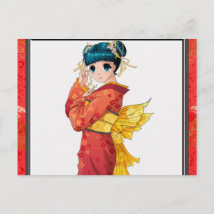 Anime Geisha Postcard