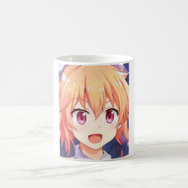 Anime ginger-haired girl plum eyes coffee mug (Center)