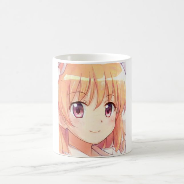 Anime ginger-haired girl plum eyes  coffee mug (Center)