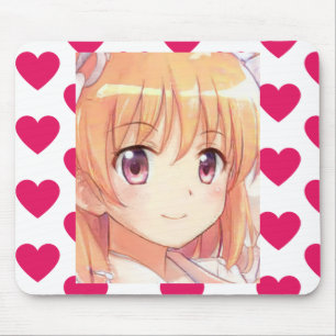 Anime ginger-haired girl plum eyes mouse mat