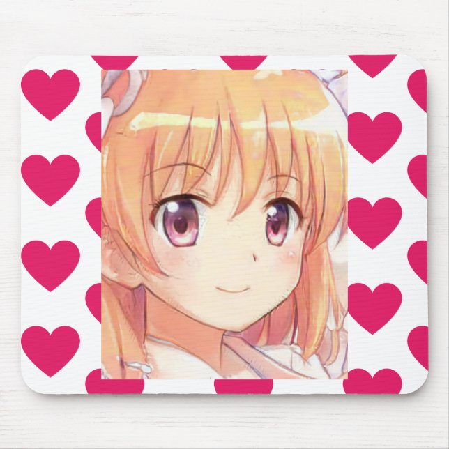 Anime ginger-haired girl plum eyes mouse mat (Front)