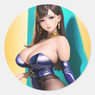 Anime Girl 046 Classic Round Sticker