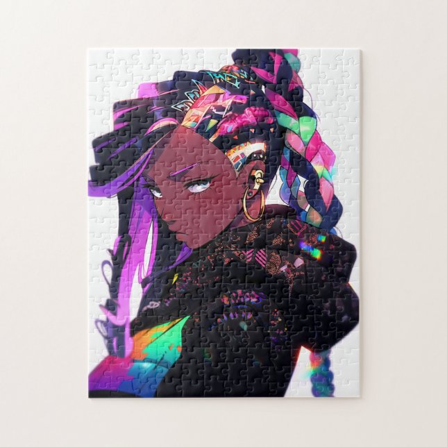 Anime Girl African American Art Jigsaw Puzzle (Vertical)
