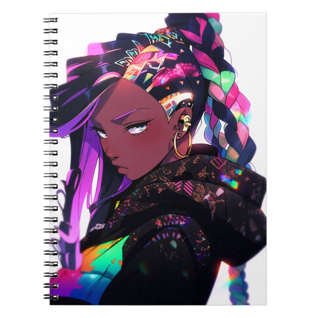 Anime Girl African American Art Notebook (Front)