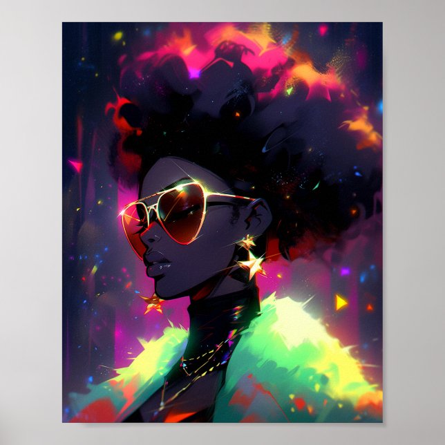 Anime Girl African American Art Poster (Front)