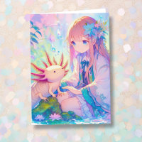 Anime Girl and an Axolotl Personalised Birthday