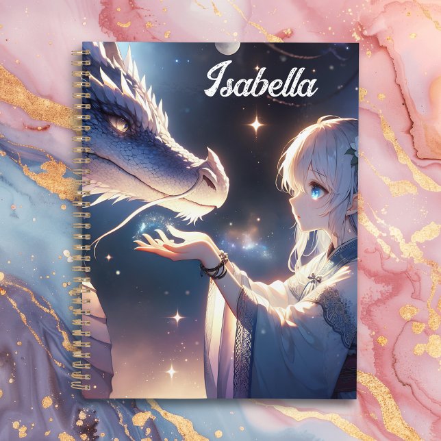 Anime Girl and Her Dragon Mystical Personalised Planner (Creator Uploaded)