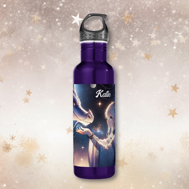 Anime Girl and her Dragon Personalised 710 Ml Water Bottle (Creator Uploaded)