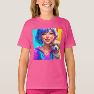Anime Girl and Puppy Dog T-Shirt