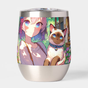 Anime Girl and Siamese Cat Personalised