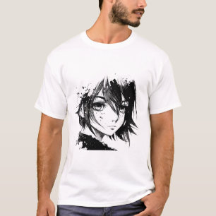 Anime Girl Anime Eyes Ink Art Sketch Drawing for G T-Shirt