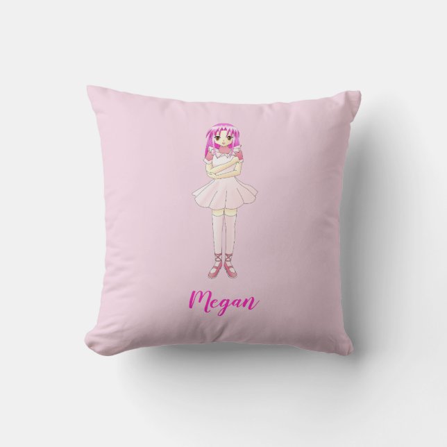 Anime Girl Ballet Personalised Pillow (Front)