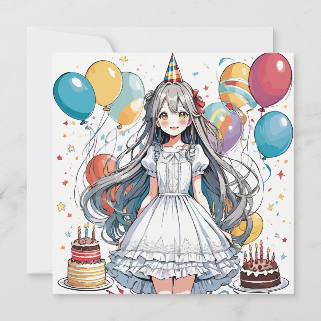 Anime girl Birthday C Invitation (Front)