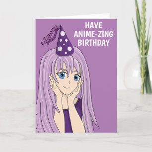 Anime Girl Birthday Card