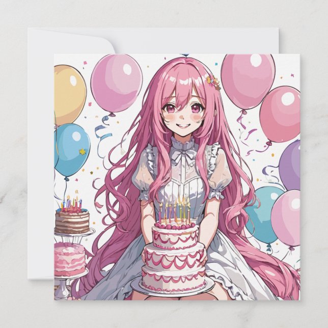 Anime girl birthday D Invitation (Front)