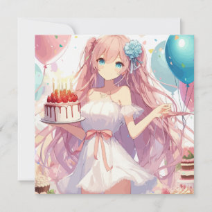 Anime Girl Birthday Invitation