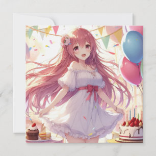Anime Girl Birthday Invitation