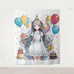 Anime girl Birthday Tapestry