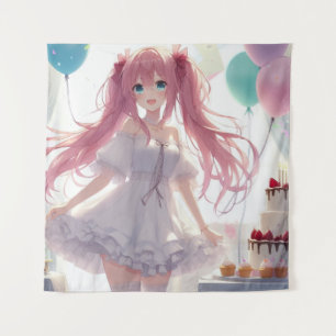 Anime Girl Birthday Tapestry