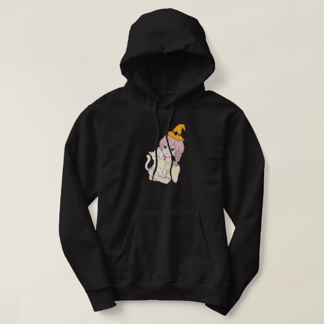 Anime Girl Cat Lover Lazy Halloween Costume Kawaii Hoodie (Design Front)