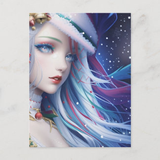 Anime Girl Christmas Holidays Poster Postcard