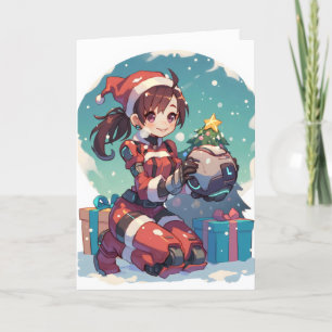 Anime Girl Christmas Sci-Fi Holiday Card