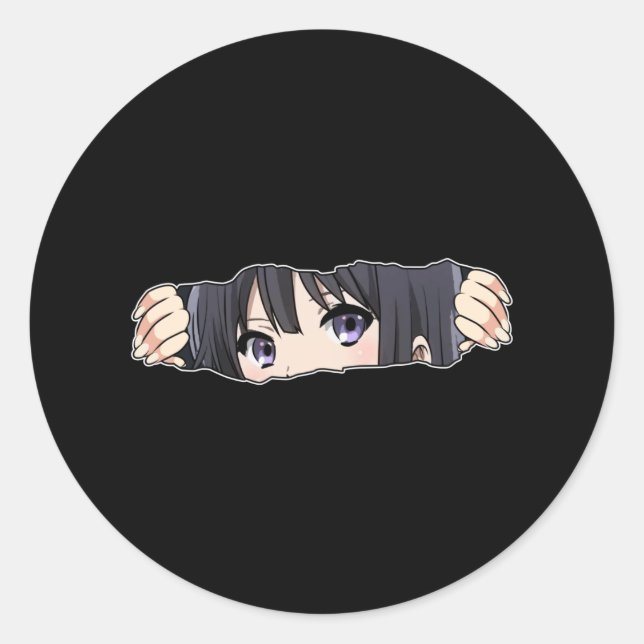 Anime Girl Classic Round Sticker (Front)