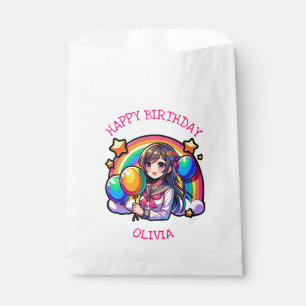 Anime Girl Colourful Pop Art Birthday Personalised Favour Bags