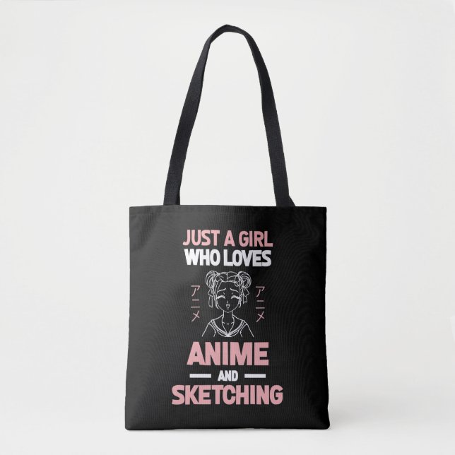 Anime Girl Cosplay Teen Manga Sketching Tote Bag (Front)