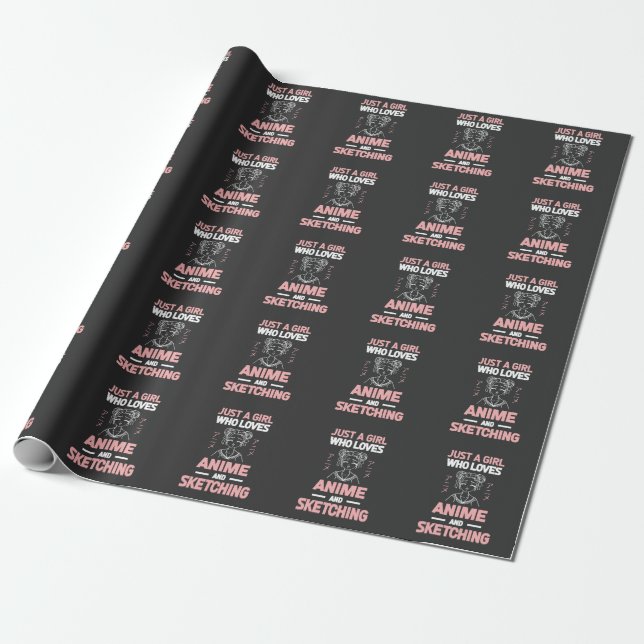 Anime Girl Cosplay Teen Manga Sketching Wrapping Paper (Unrolled)