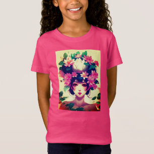 Anime Girl Crowned with Lotus Blossoms T-Shirt