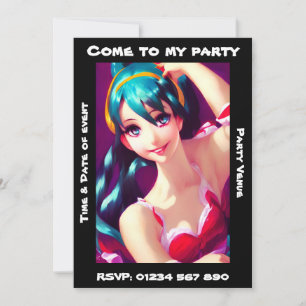 Anime Girl Customisable Party Invitation