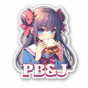 Anime Girl eating a PB&J Sandwich 