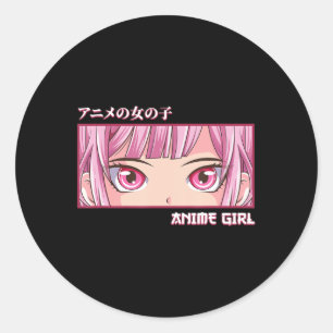 Anime Girl Eyes Japanese Japan Art Aesthetic Anime Classic Round Sticker