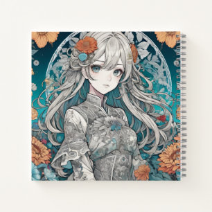 Anime girl floral  notebook
