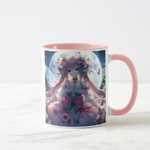 Anime Girl Flower Moon Fairy Mug