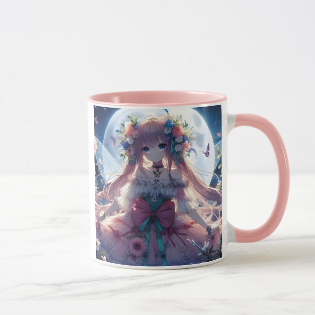 Anime Girl Flower Moon Fairy Mug (Right)