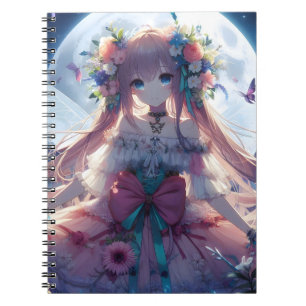Anime Girl Flower Moon Fairy Notebook