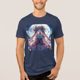 Anime Girl Flower Moon Fairy Tri-Blend Shirt