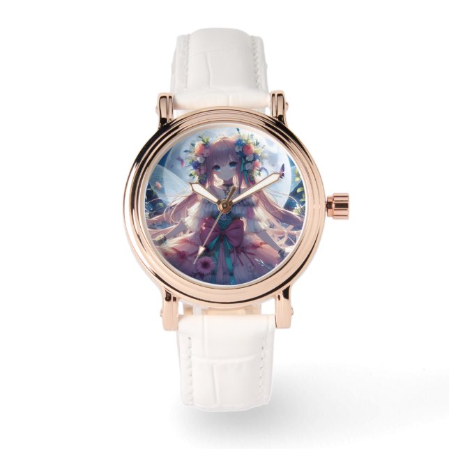 Anime Girl Flower Moon Fairy Watch (Front)