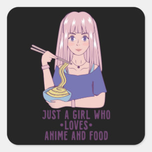Anime Girl for Anime & Food Lover Square Sticker