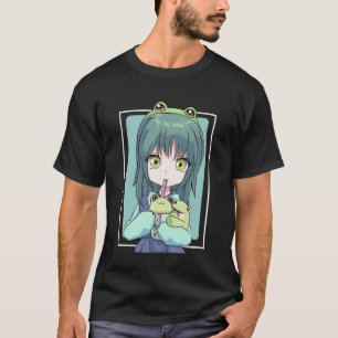 Anime Girl for Frog Lovers and Kawaii Boba Tea Fro T-Shirt